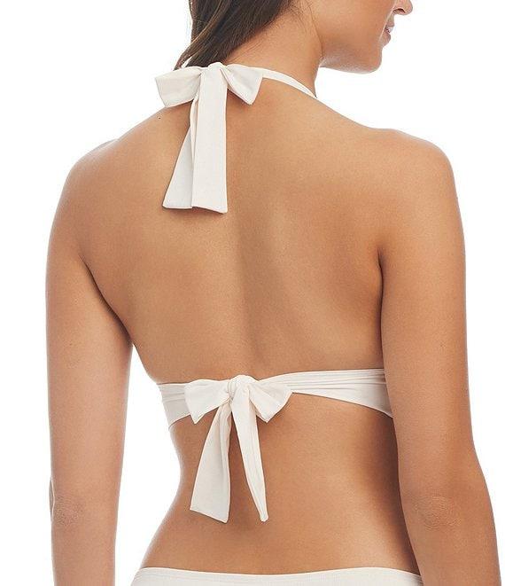 Bleu Rod Beattie Ring Master Solid V-Neck Ring Detail Halter Swim Top Product Image