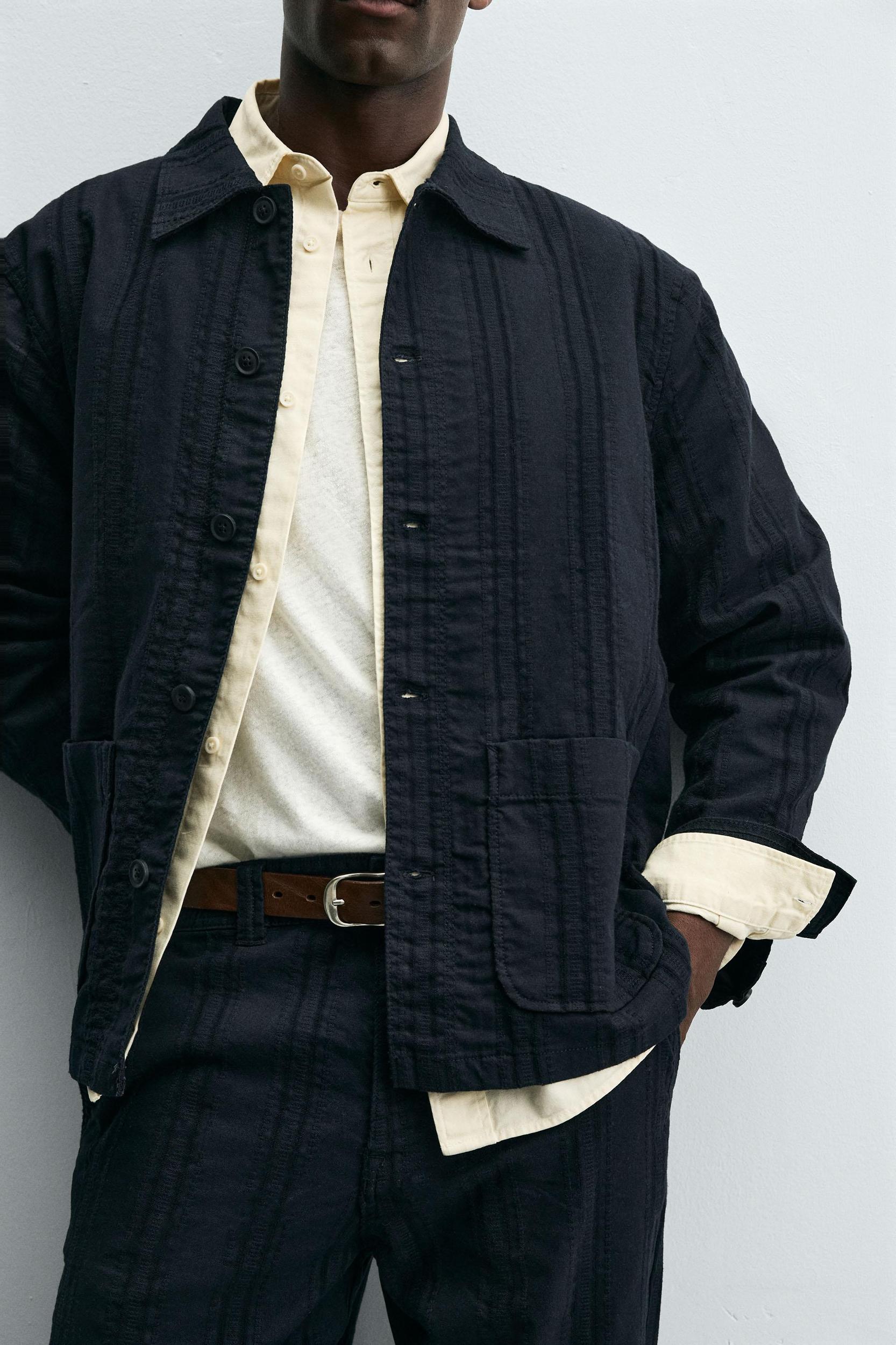 STRIPED JACQUARD OVERSHIRT Product Image