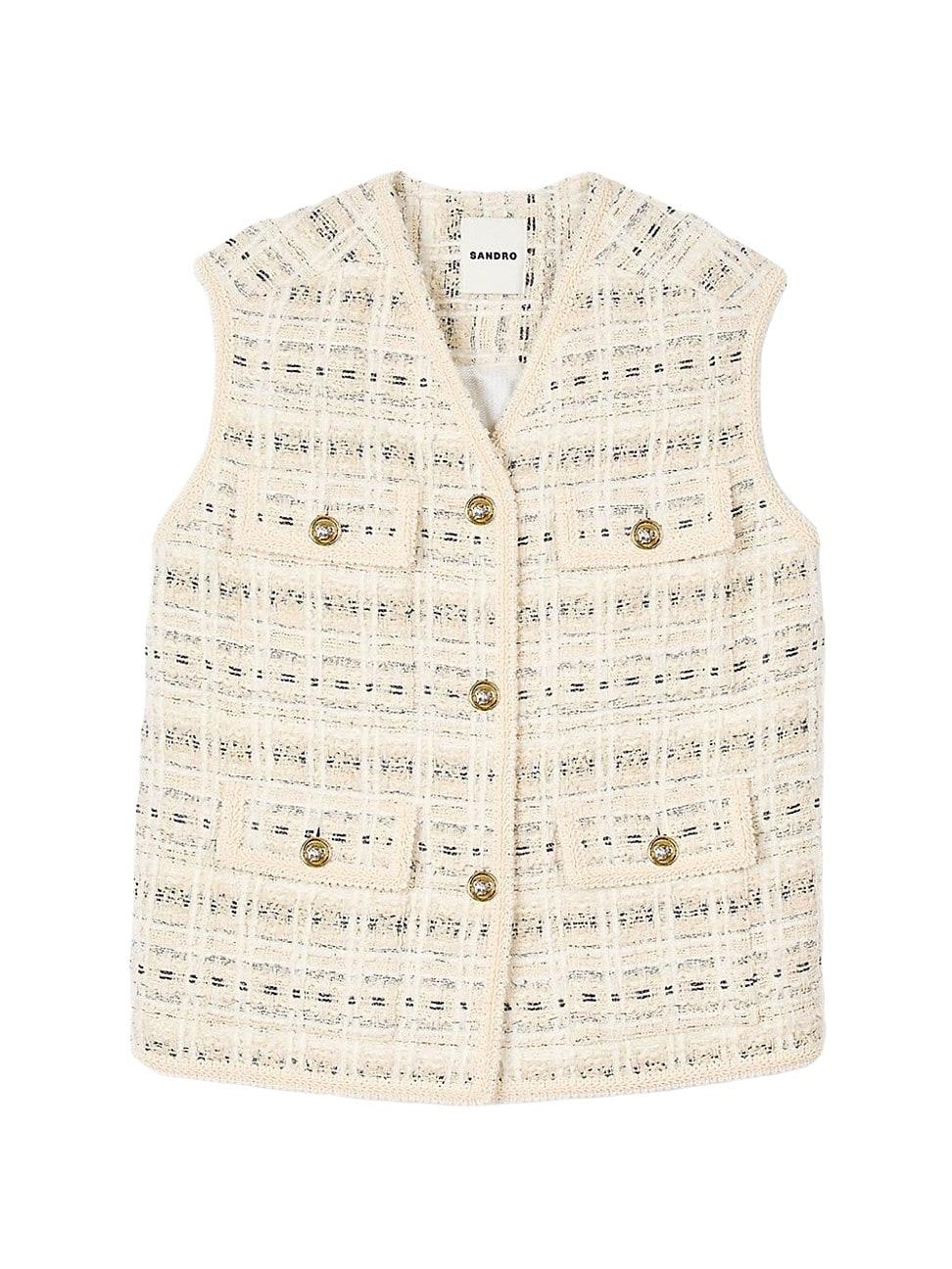 Womens Sleeveless Tweed Jacket Product Image