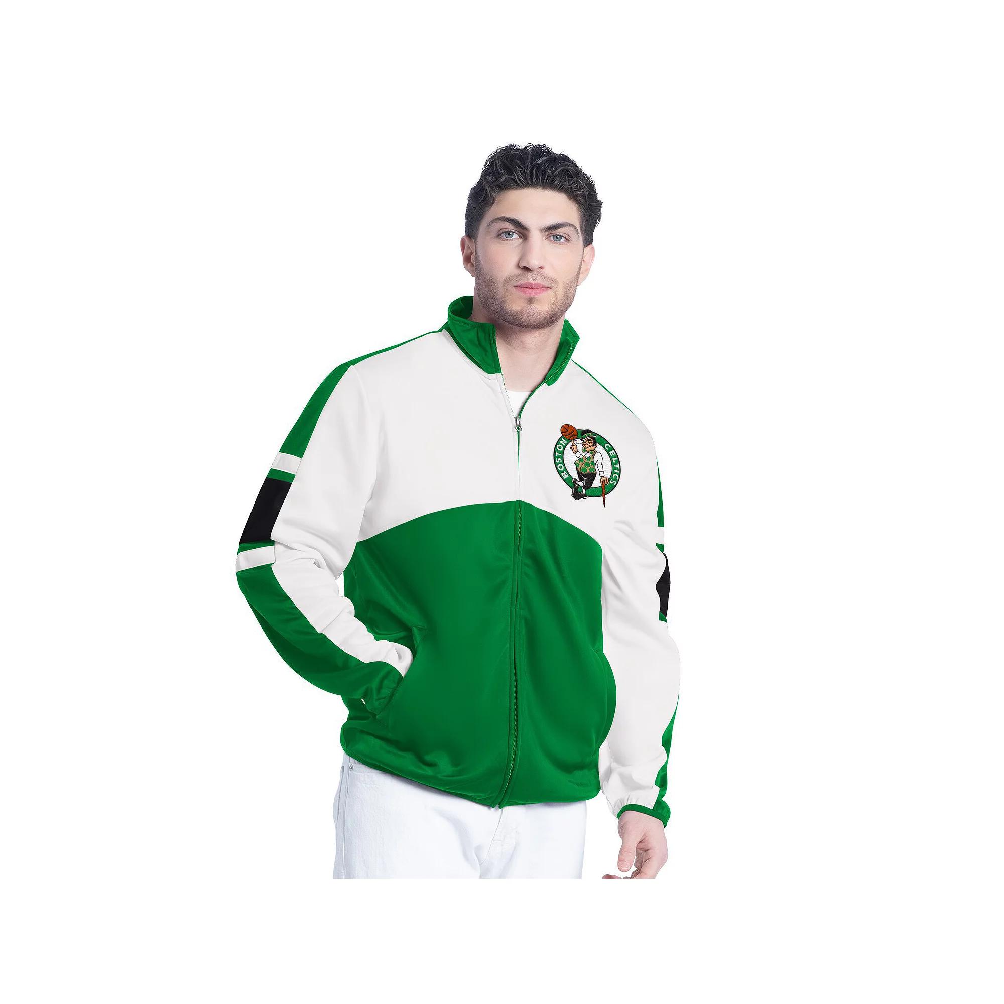 Men's G-III Sports by Carl Banks Kelly Green/White Boston Celtics Back Field Full-Zip Track Jacket, Size: Small Product Image
