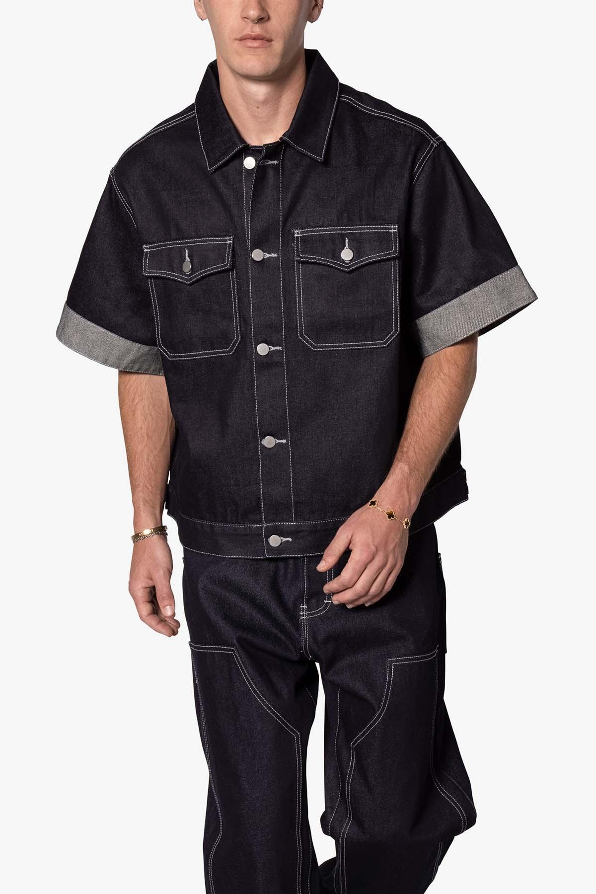 Raw Denim Work Shirt - Blue Product Image