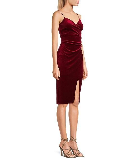 Honey and Rosie V-Neck Sleeveless Stretch Velvet Dress Product Image