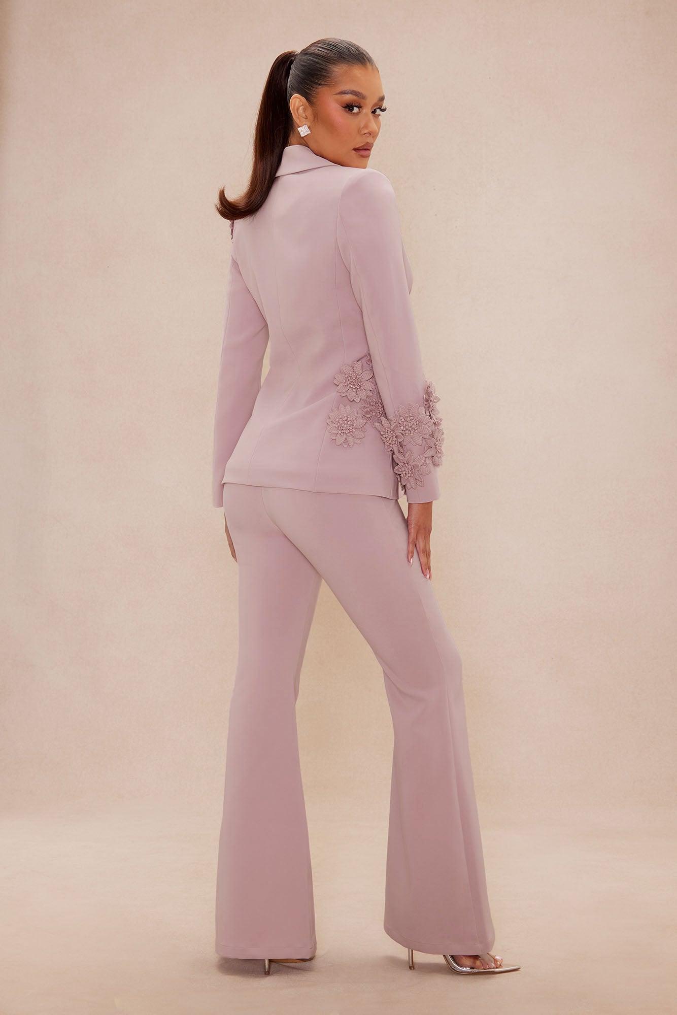 Claudette Floral Embroidered Suit Set - Mauve Female Product Image