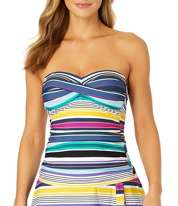 Anne Cole Barcode Multi Stripe Side Slit Swim Skirt Product Image