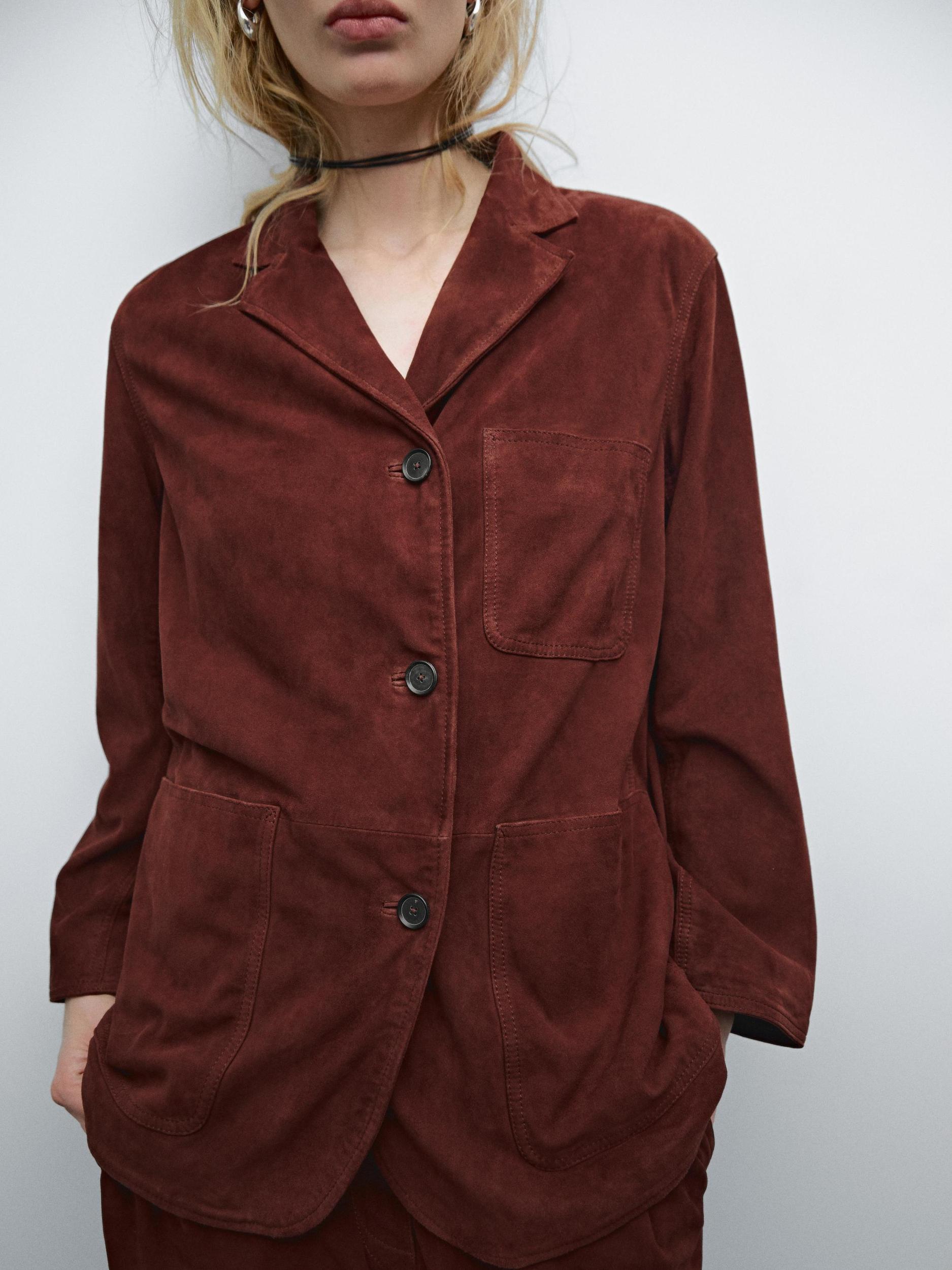 Low-rise cropped suede leather trousers Product Image