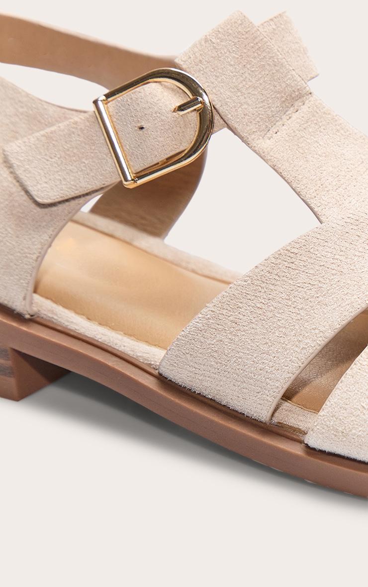 Beige Faux Suede Cage Sandals Product Image