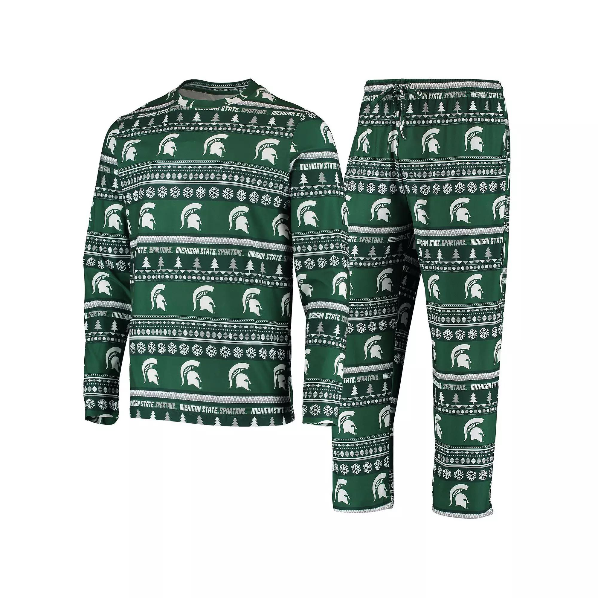 Men's Concepts Sport Green Michigan State Spartans Ugly Sweater Knit Long Sleeve Top and Pant Set, Size: Large Product Image