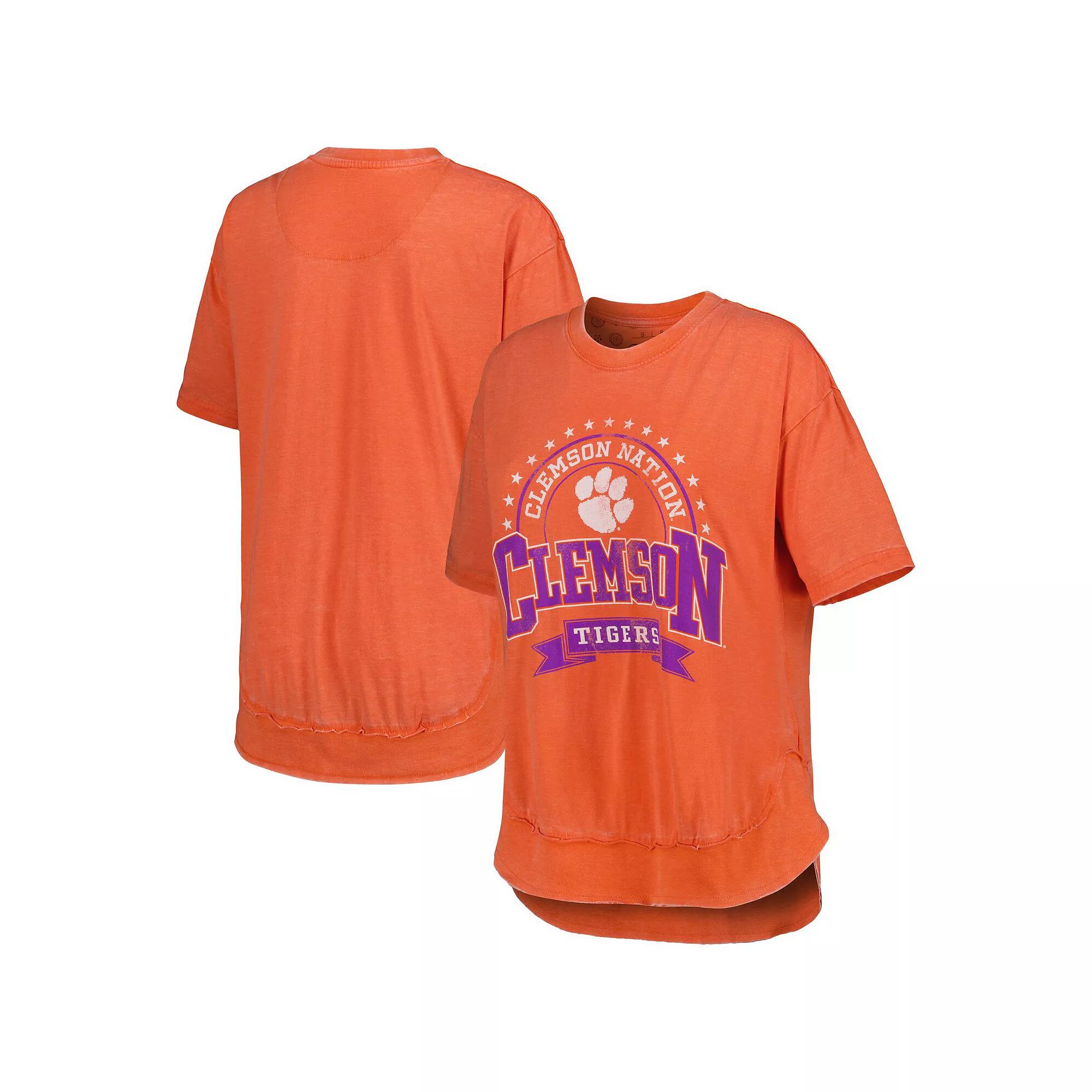 Women's Pressbox Heather Orange Clemson Tigers Vintage Wash Poncho Captain T-Shirt, Size: Small Product Image