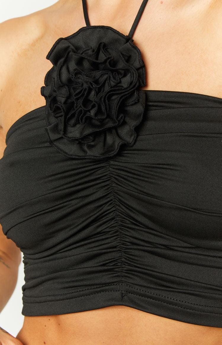 Blushing Blossom Black Rose Halter Top Product Image