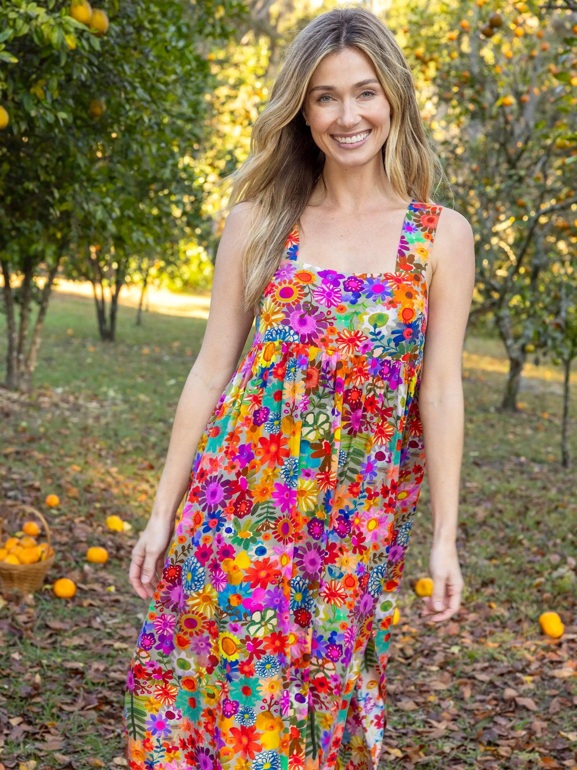 Tricia Maxi Dress - Rainbow Calico Floral Product Image