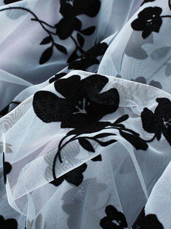 Lining Mesh Floral Midi Skirt Product Image