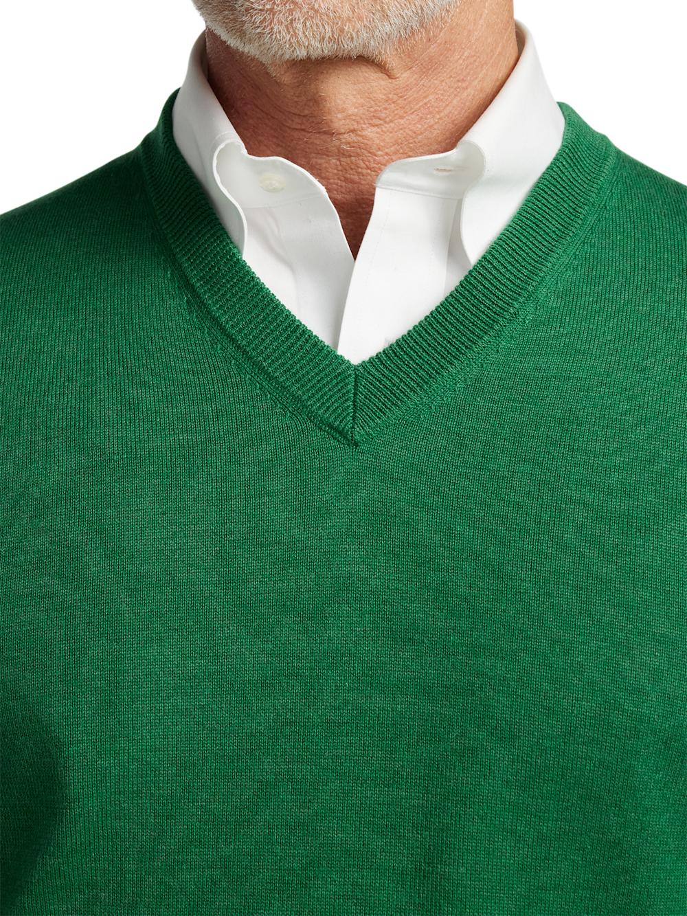 Supima Cotton V-neck Sweater - Green Product Image