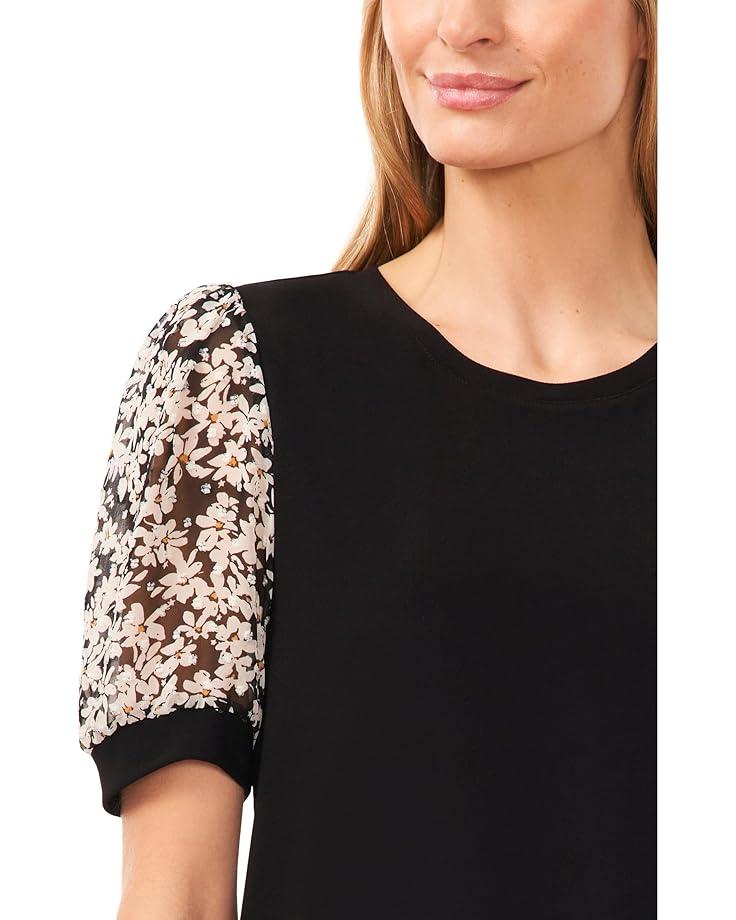 Short Flutter Sleeve Crew Neck Top Product Image