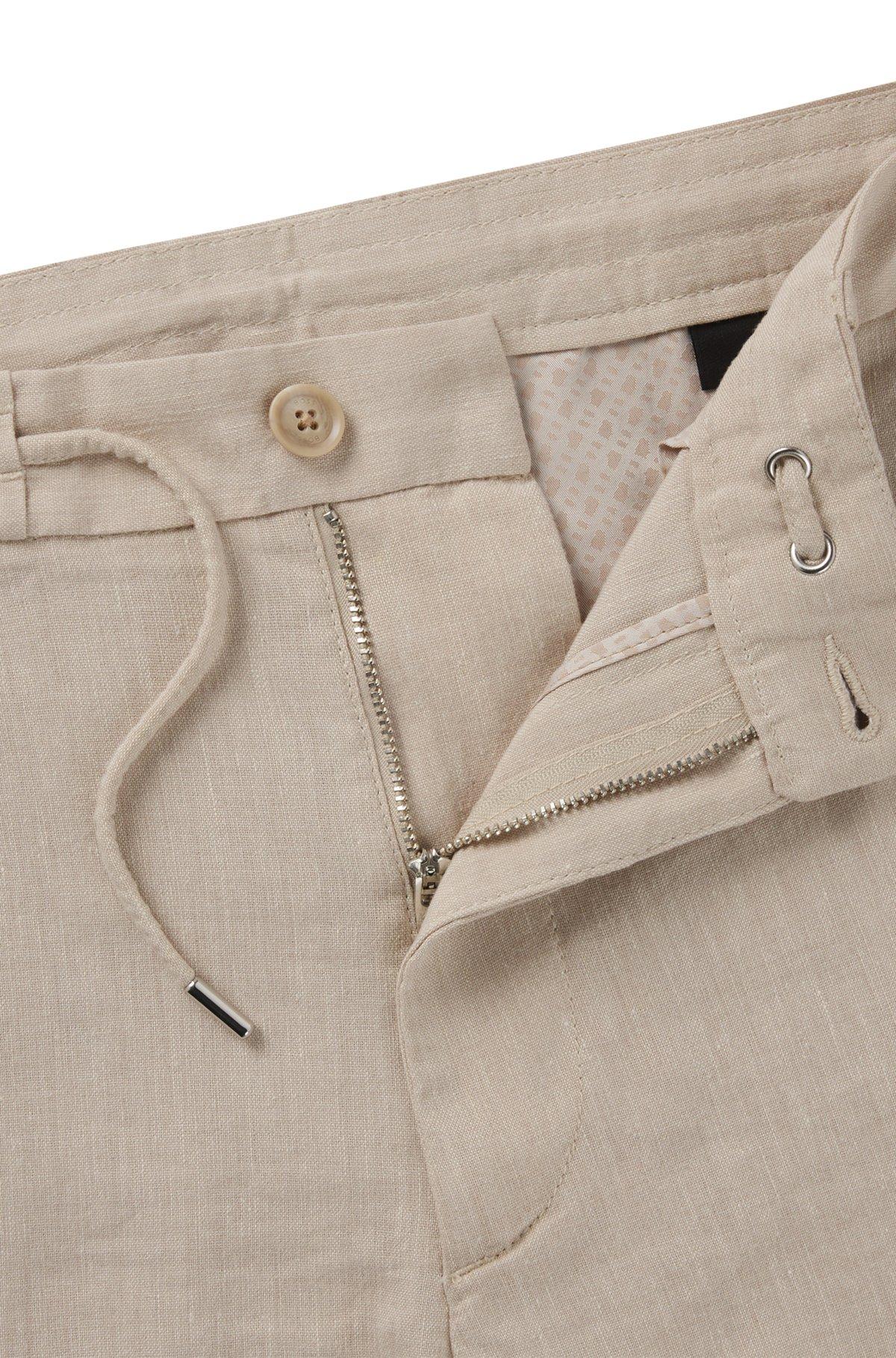 BOSS - Regular-fit shorts in a linen blend with drawcord - Light Beige Product Image