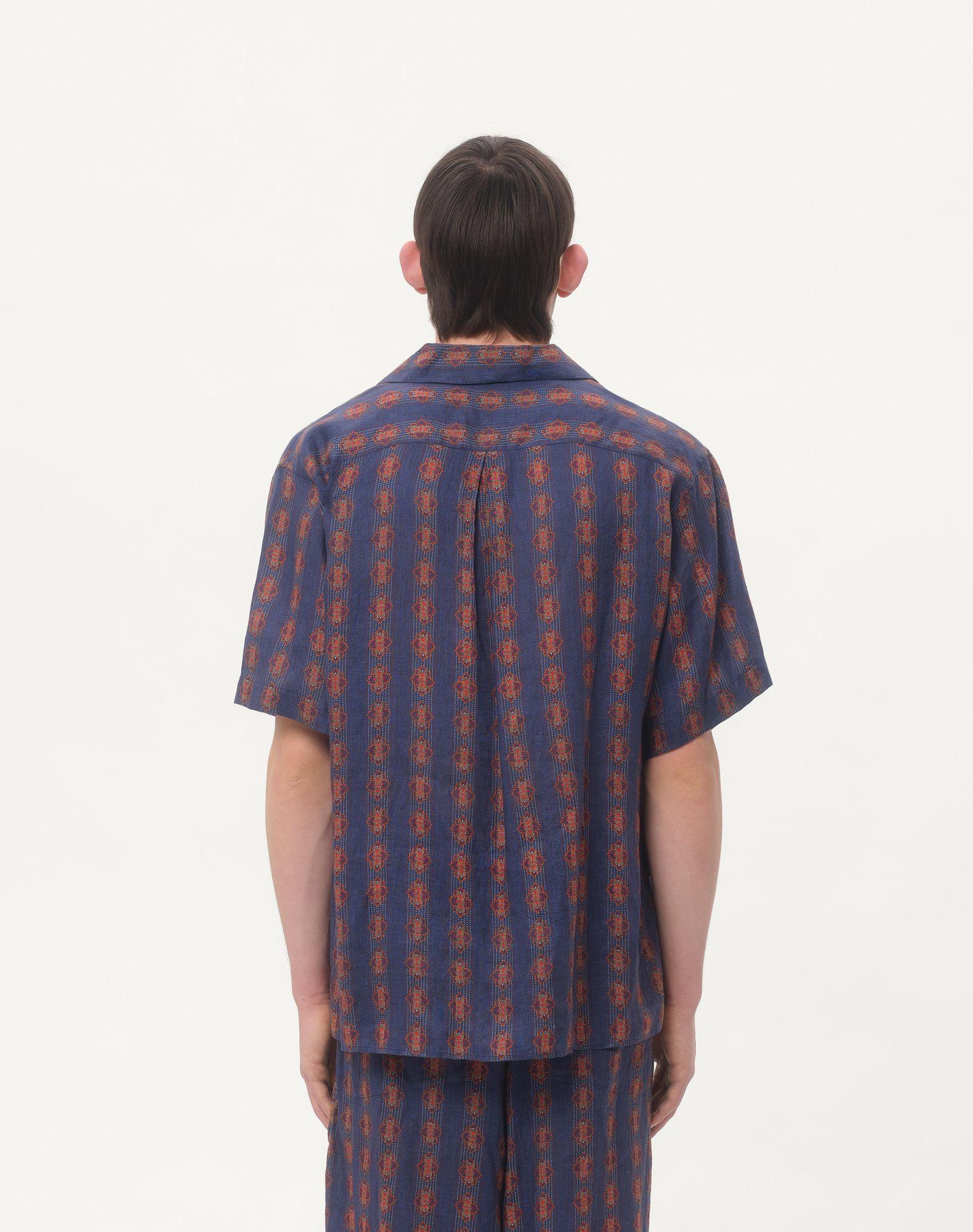 Linen Bowling Shirt With Voyage Imaginaire Print Product Image