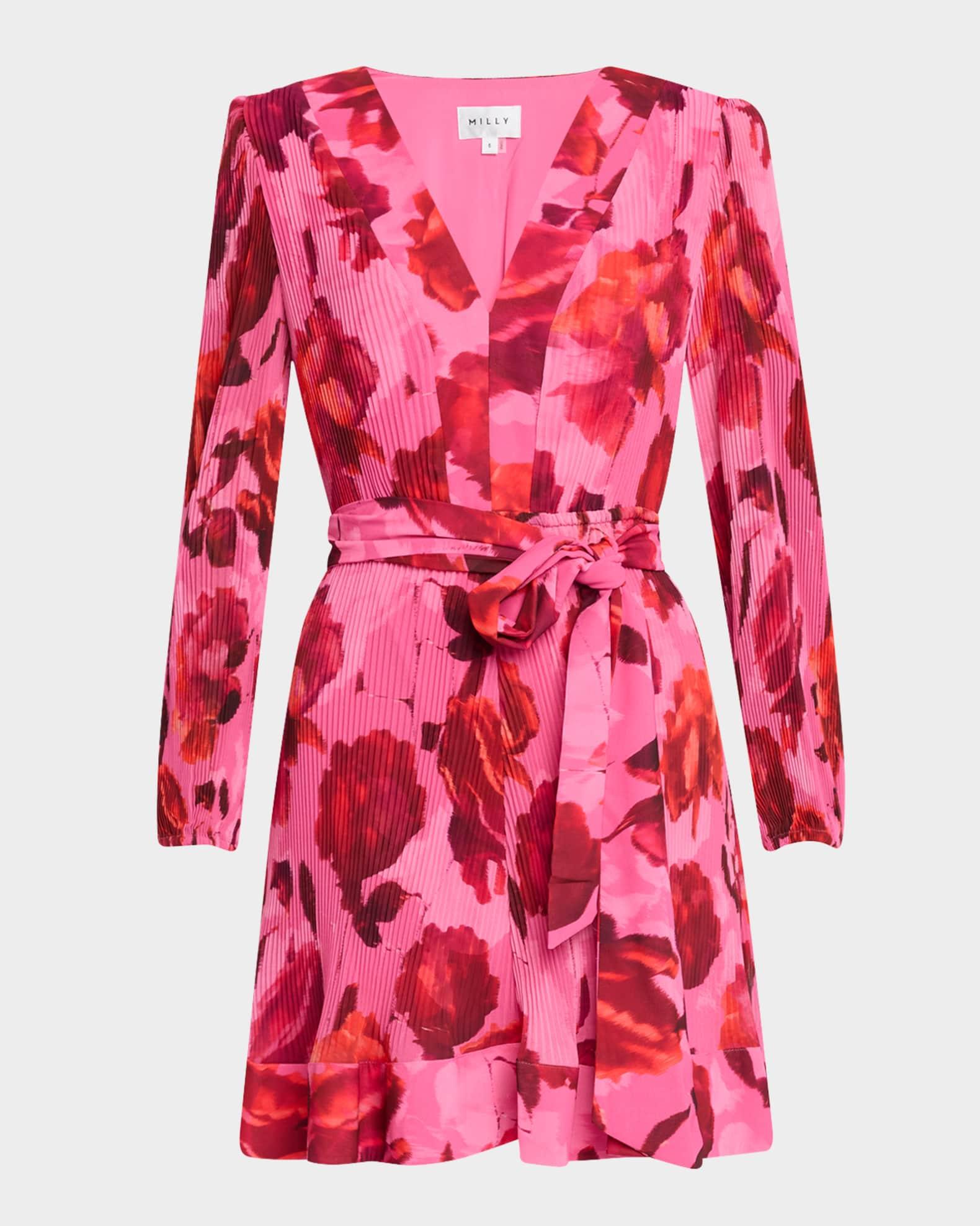 Liv Pleated Floral-Print Mini Dress Product Image