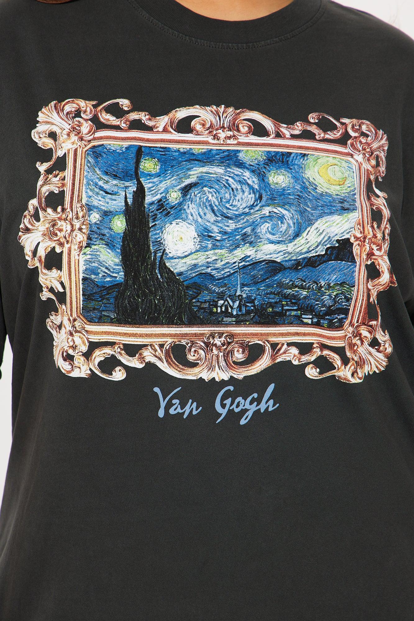 Van Gogh Starry Night Washed Tee - Black Wash Female Product Image