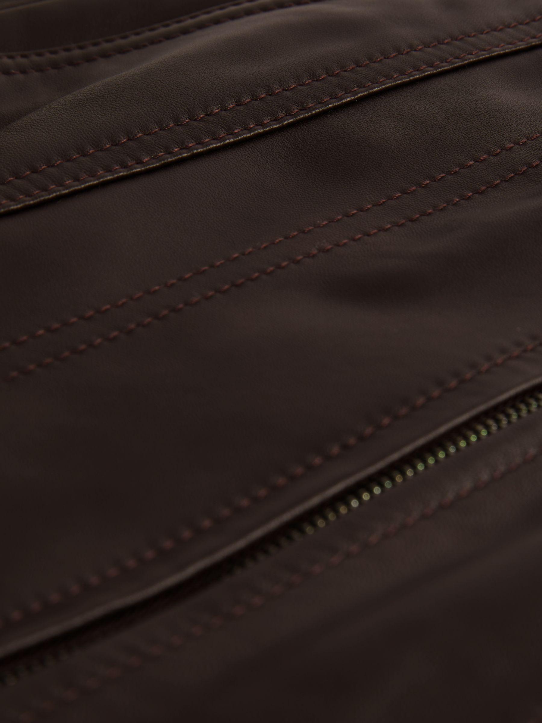 Leather Zip-Front Mini Skirt in Burgundy Product Image