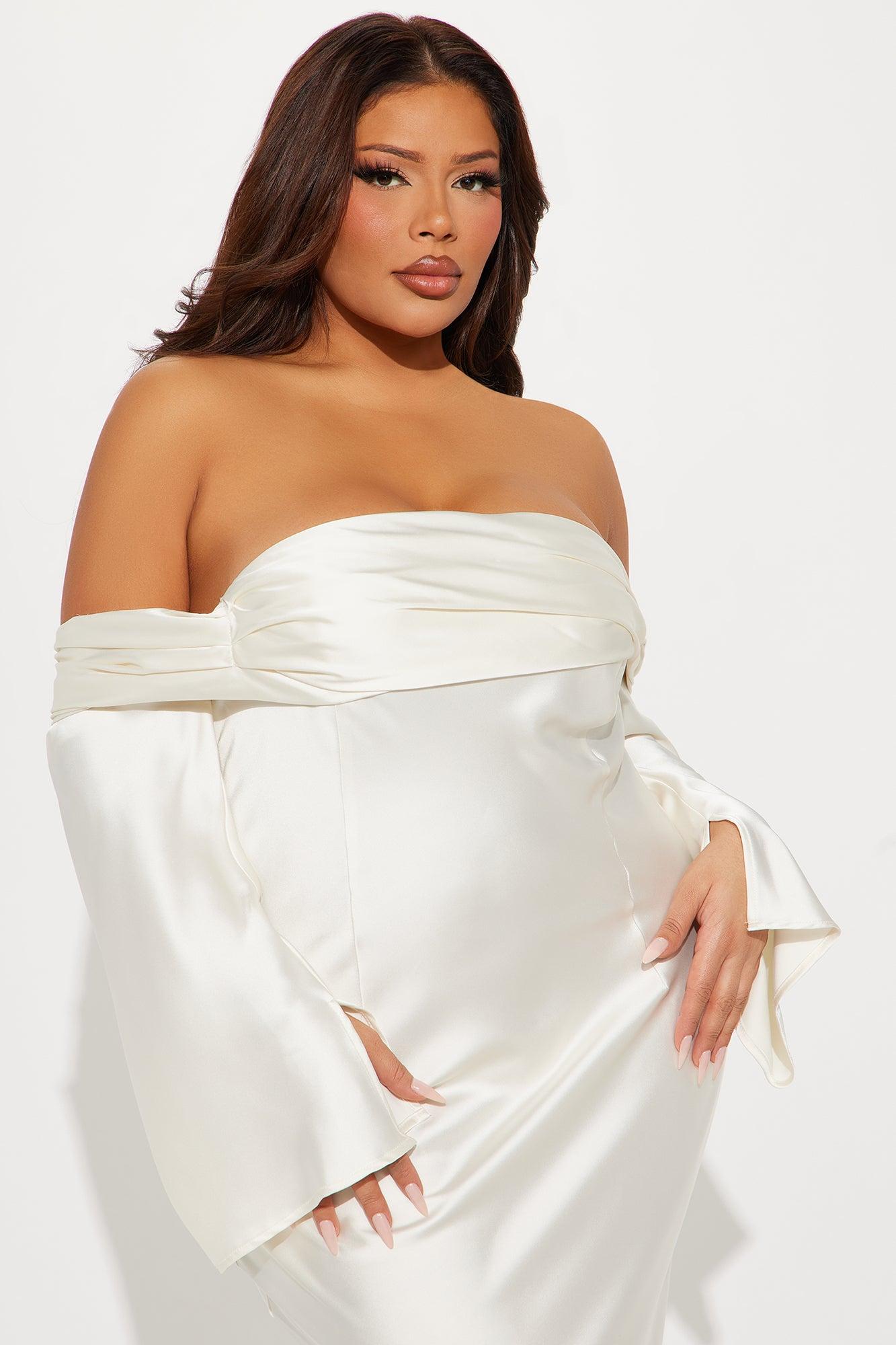 Amandine Satin Maxi Dress - Cream Product Image