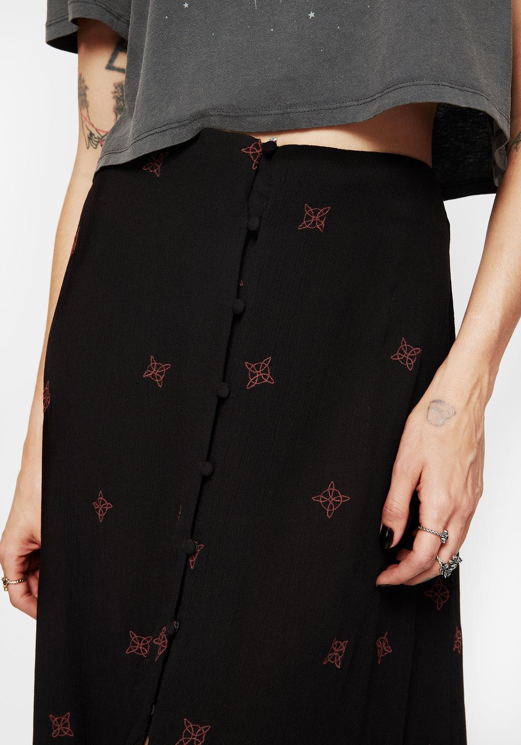 Sublime Witches Knot Embroidered Button Down Midaxi Skirt Product Image