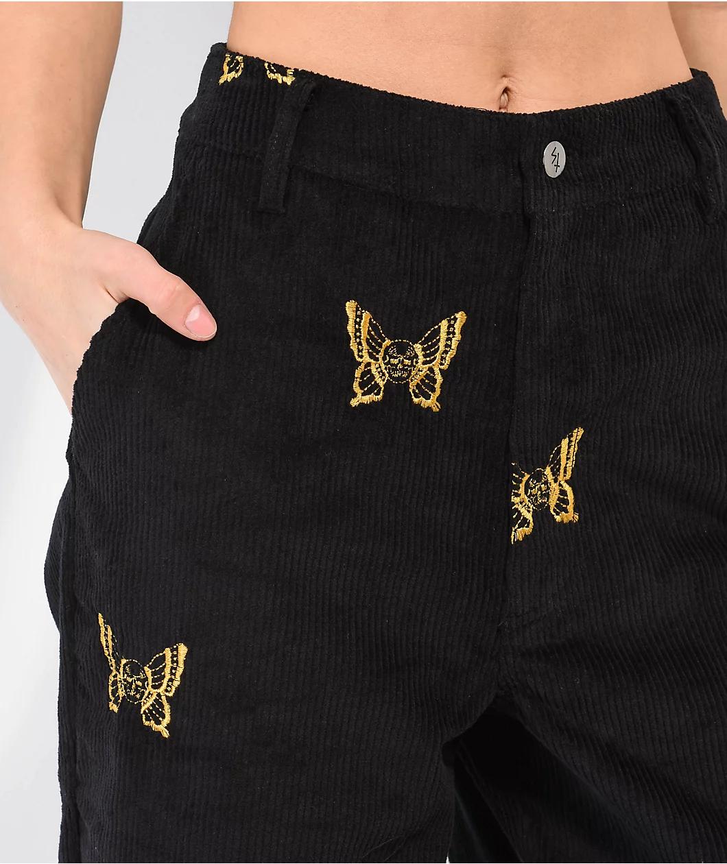 Lurking Class by Sketchy Tank Mariposa Black & Yellow Corduroy Pants Product Image