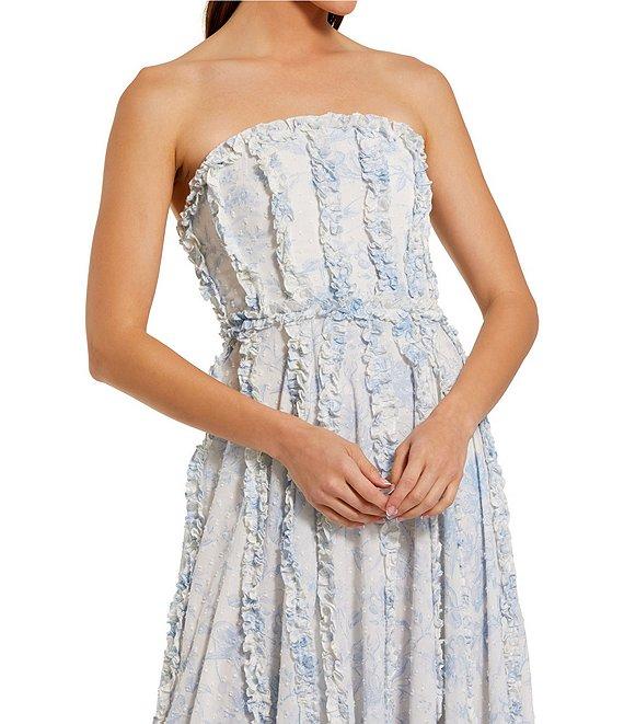 Mac Duggal Strapless Floral Ruffled Gown Product Image