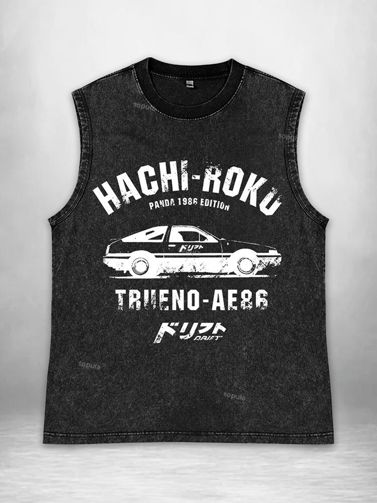 Vintage Hachiroku Ae86 Japanese Car Art Acid Washed Tank Product Image