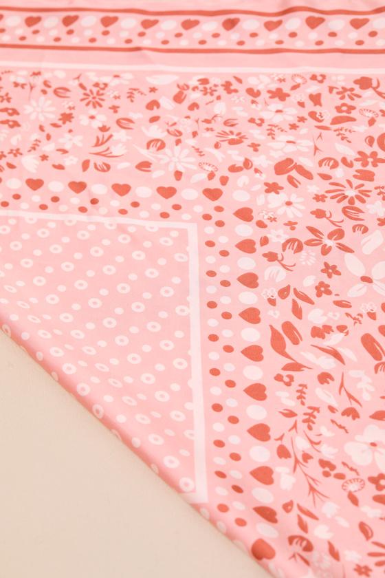 Landa Pink Floral Bandana Satin Scarf Product Image