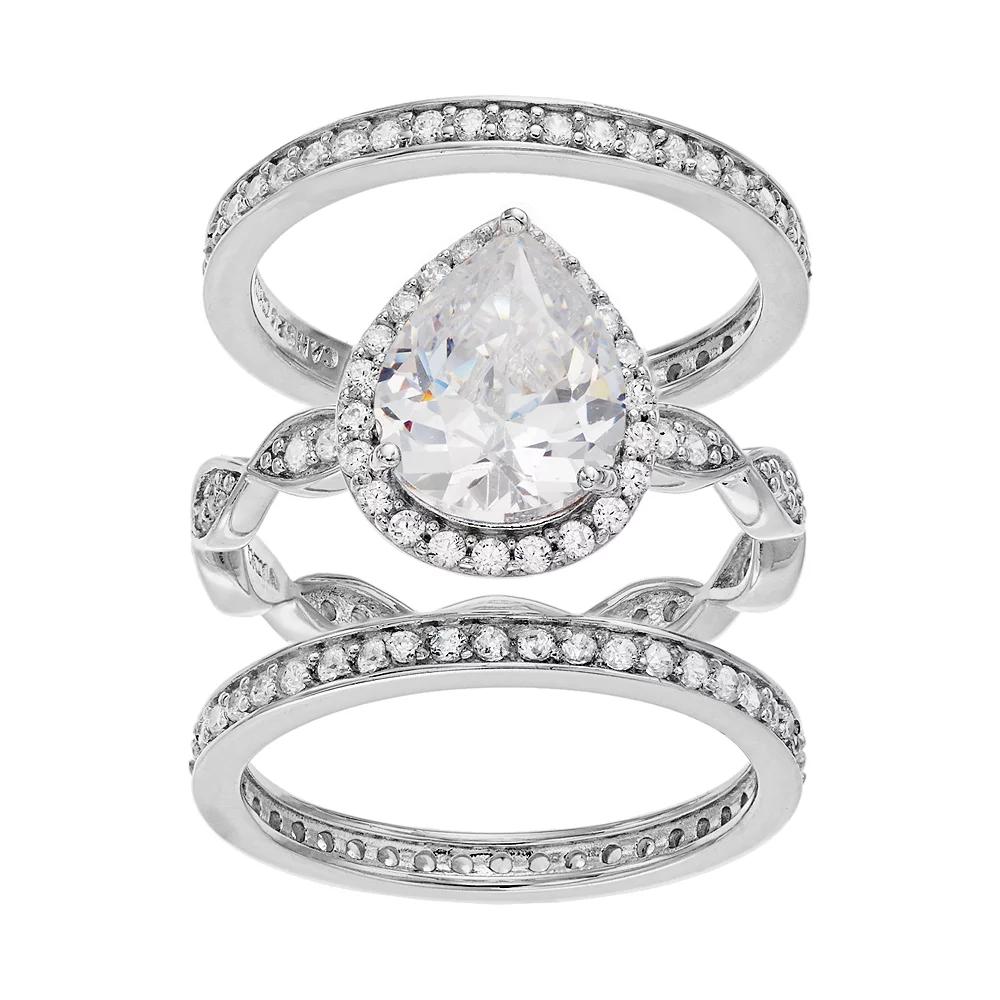 Sophie Miller Sterling Silver Cubic Zirconia Teardrop Ring Set, Women's,  Product Image