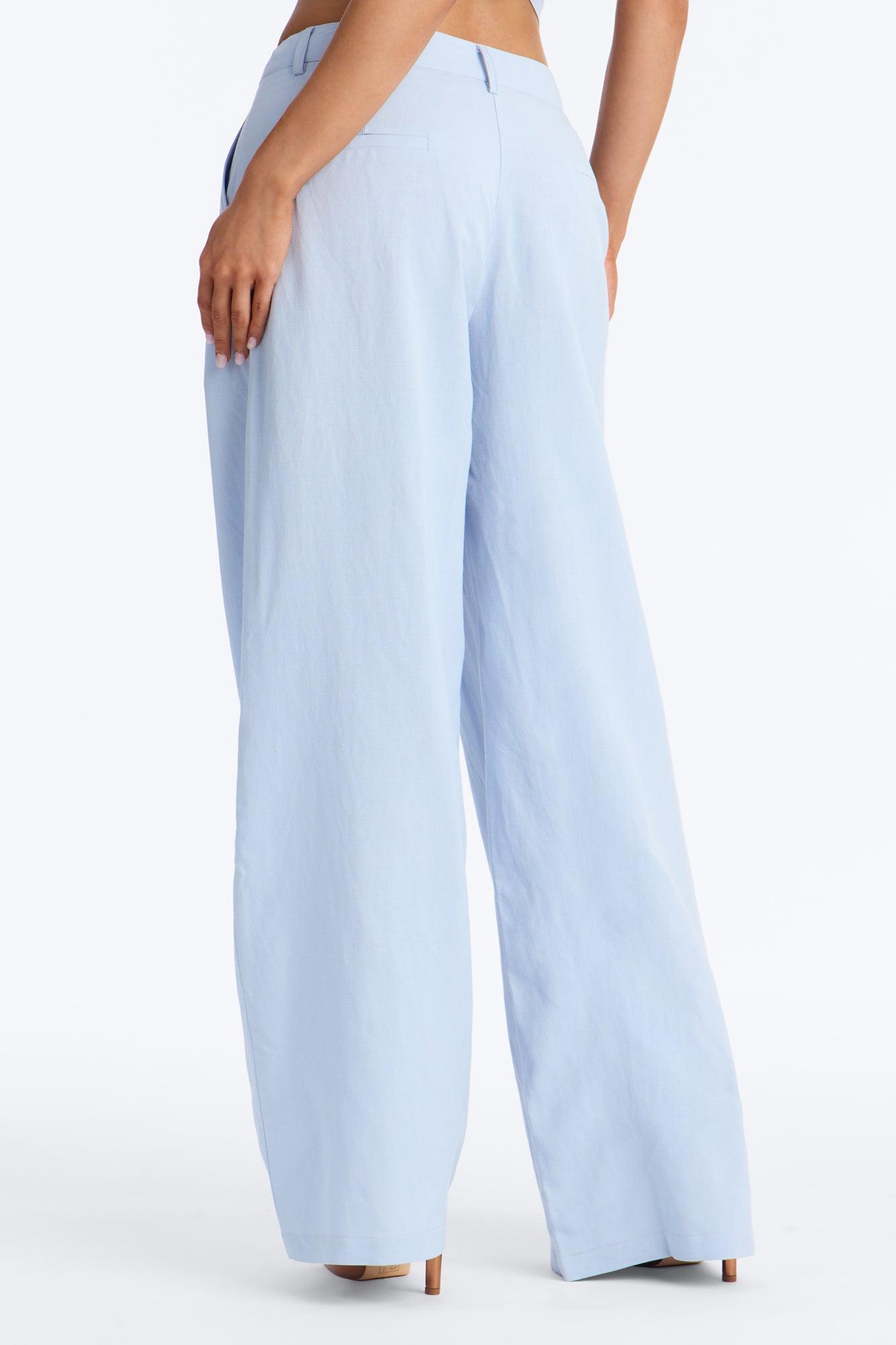 Ocean Breeze Linen Low Rise Pant 33″ - Dusty Blue Female Product Image