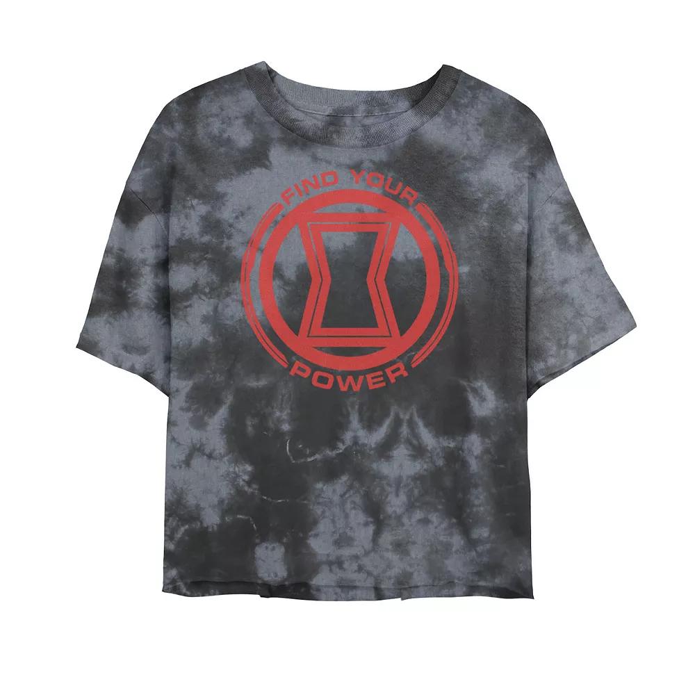 Juniors' Marvel Black Widow Find Your Power Red Logo Tee, Girl's, Size: XL, Black Grey Product Image