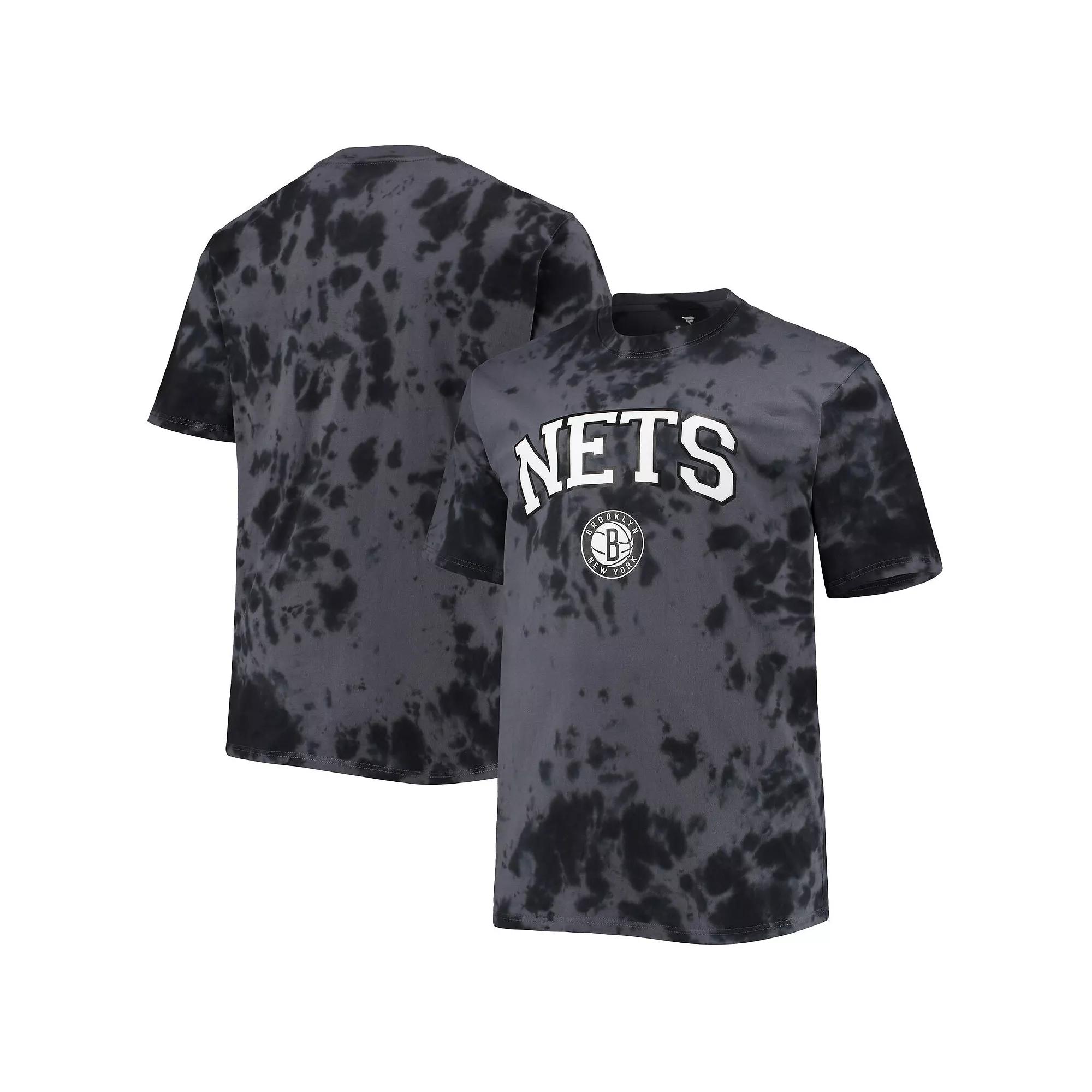 Men's Black Brooklyn Nets Big & Tall Marble Dye Tonal Performance T-Shirt, Size: 4XB Product Image