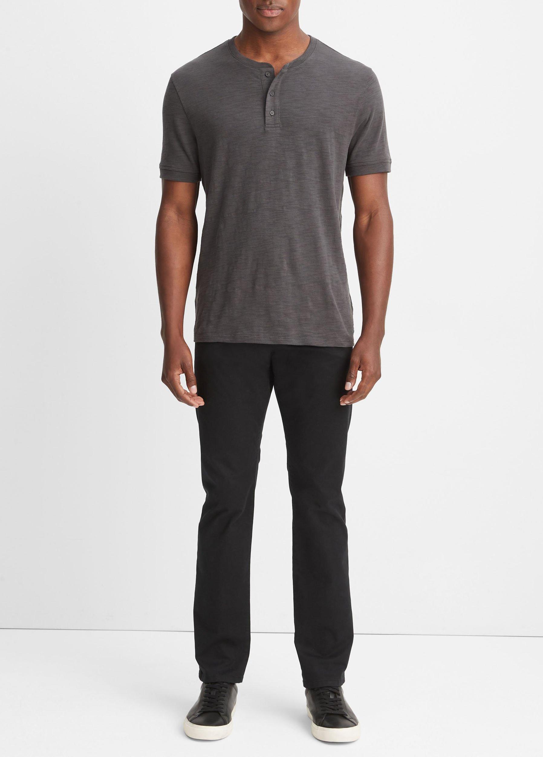 Slub Cotton Short Sleeve Henley Product Image