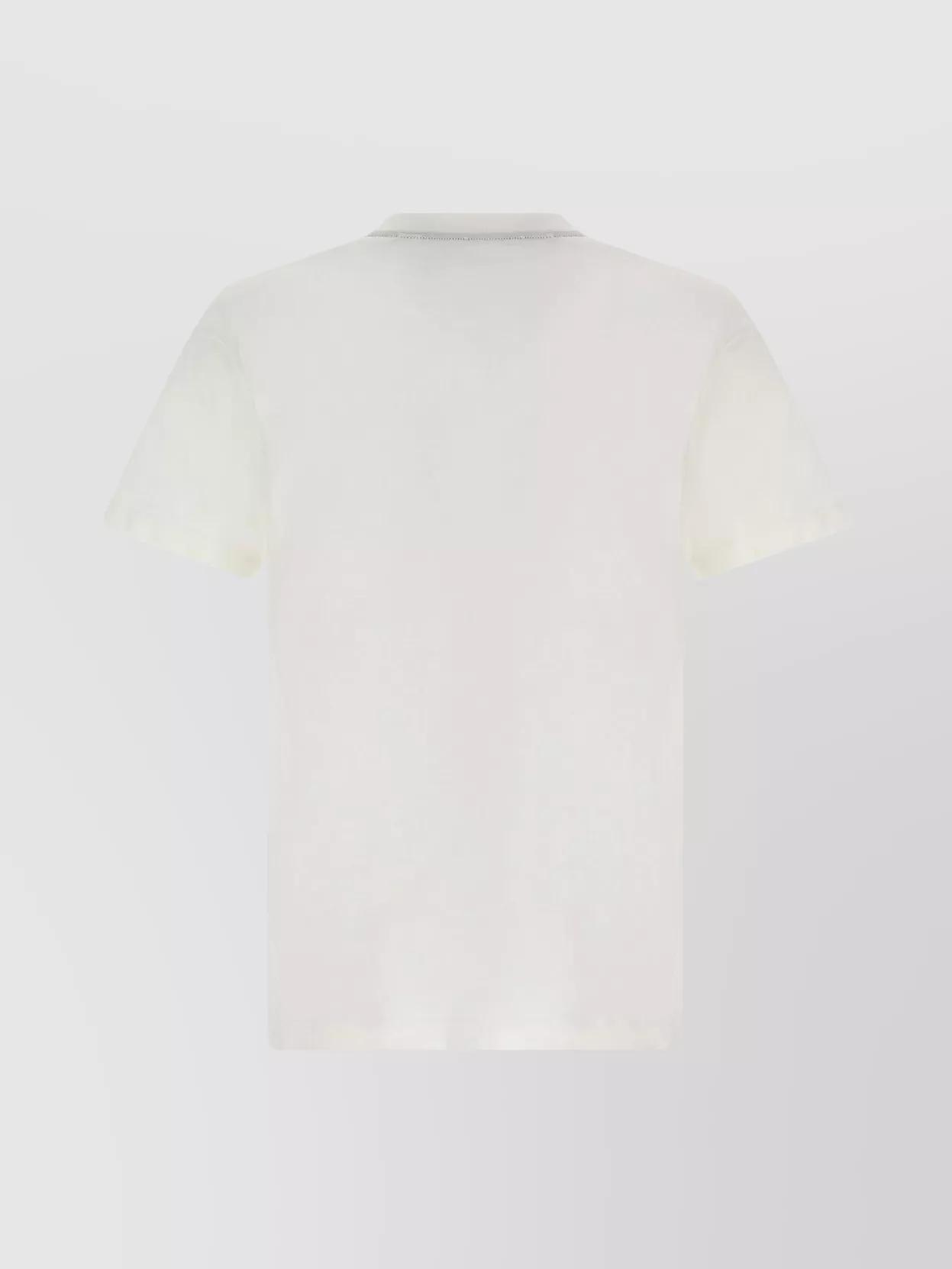 White Embroidered T-Shirt Product Image