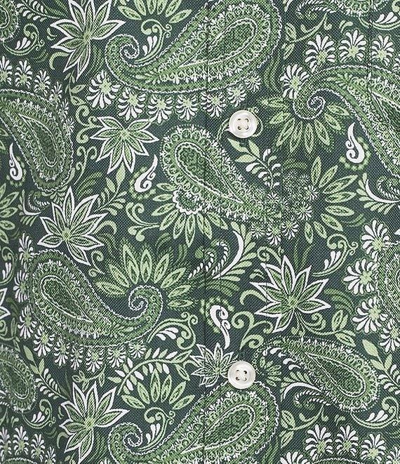 Roundtree & Yorke Big & Tall Long Sleeve Paisley Print Oxford Sport Shirt Product Image
