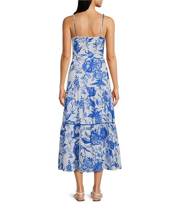 Ro's Garden Brittany Printed V-Neck Sleeveless Midi Dress Product Image