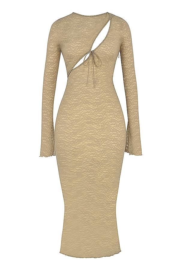 Giovanna  stone floral lace maxi dress Product Image