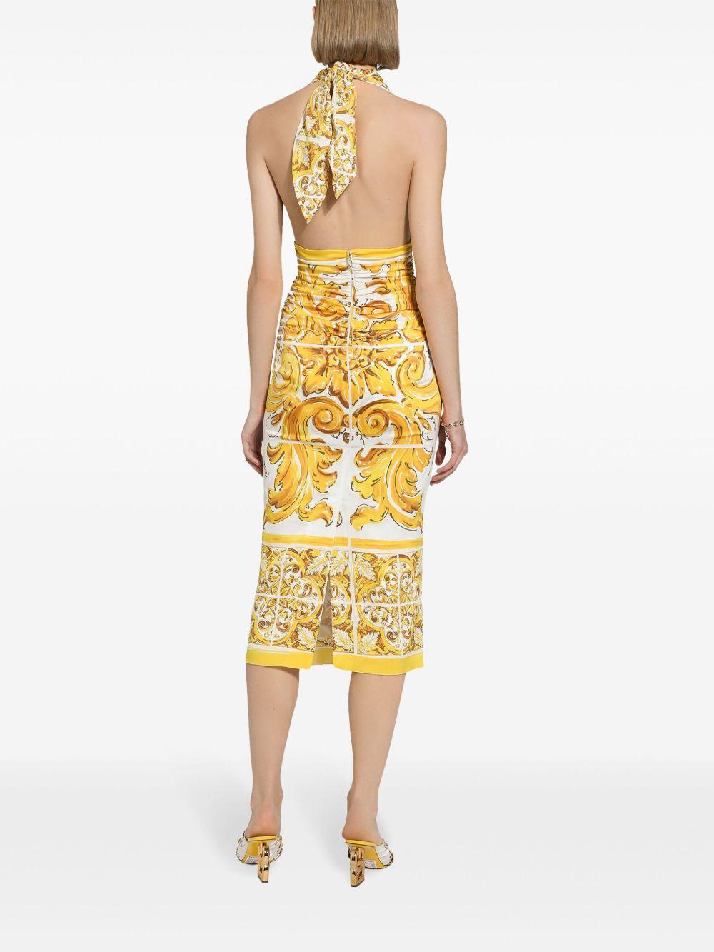 Majolica-print silk midi dress Product Image