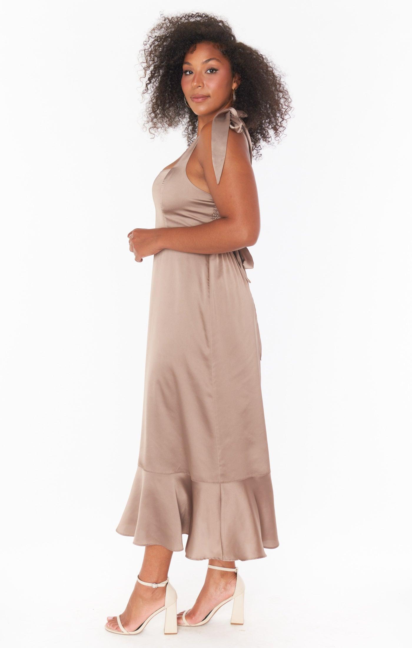 Claire Midi Dress ~ Dune Luxe Satin Product Image