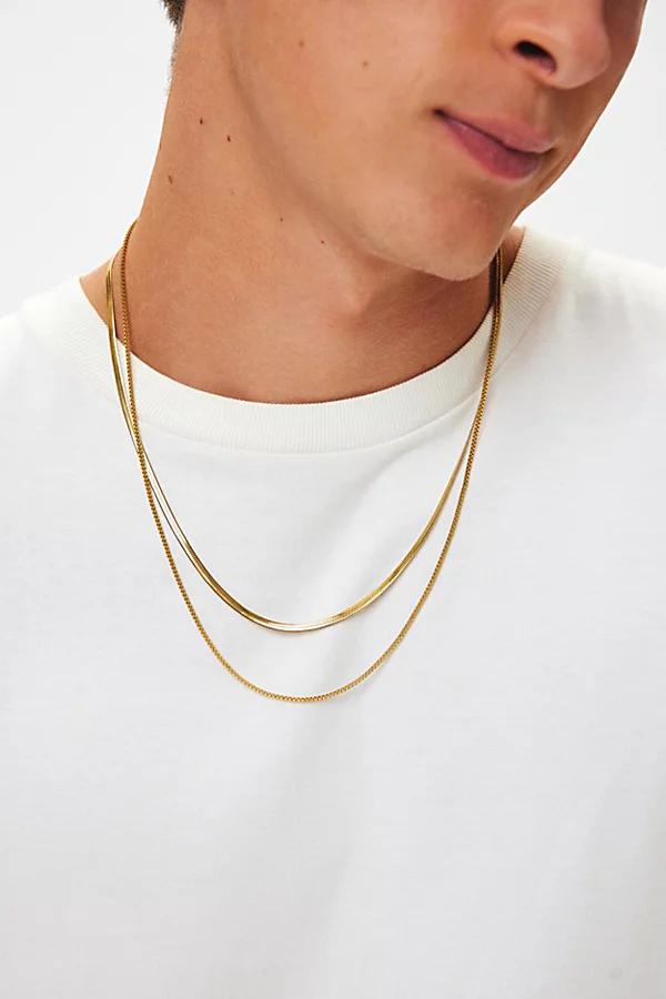 Snake Chain Stainless Steel Layered Necklace Set Mens at Urban Outfitters Product Image