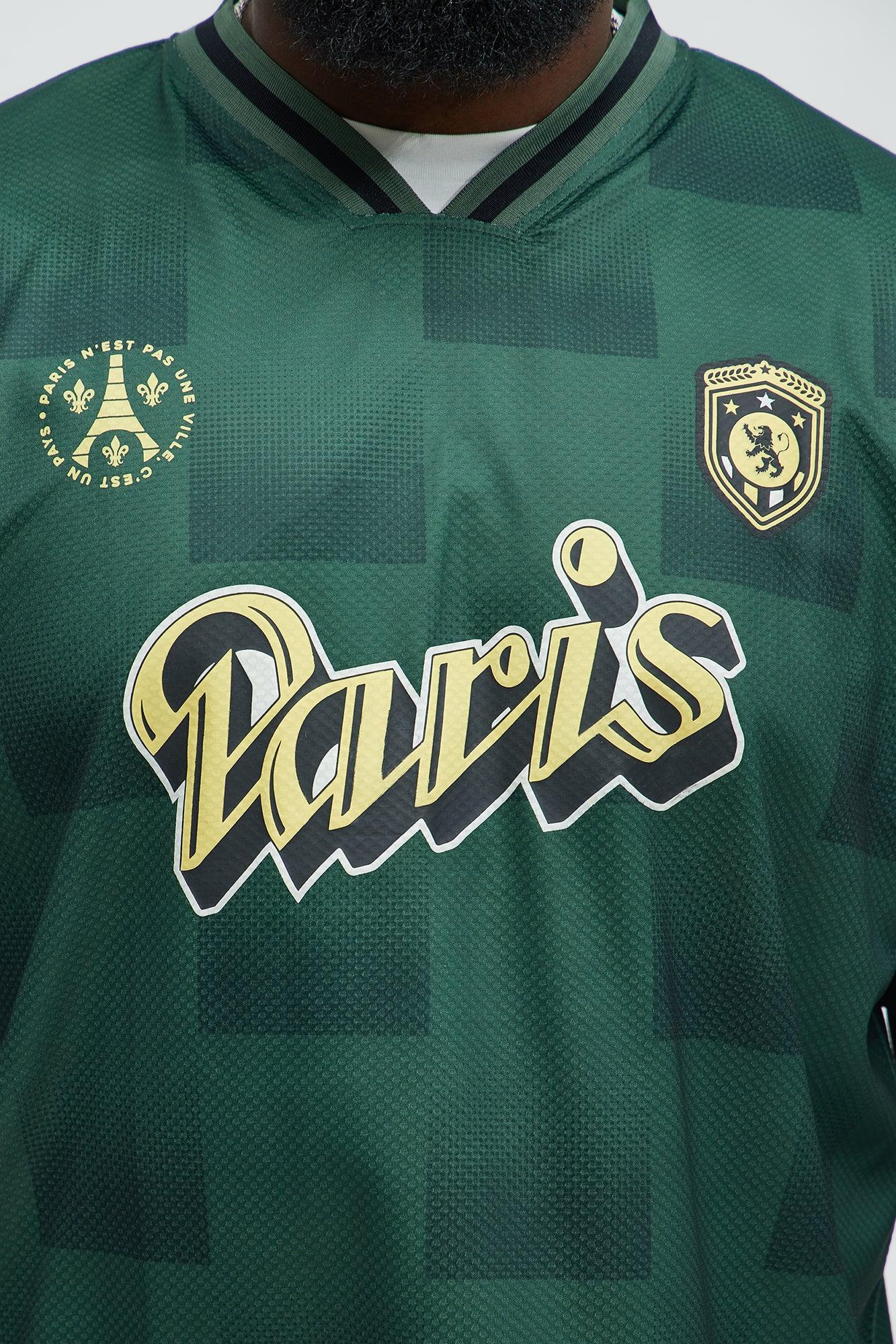 Checkered Paris Short Sleeve Soccer Jersey - Green/combo Male Product Image