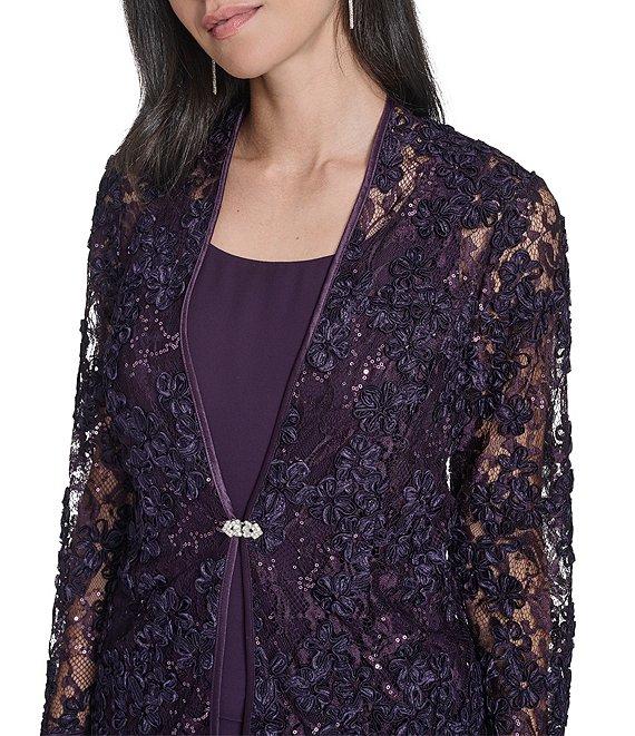 Jessica Howard 3/4 Sleeve Scoop Neck Soutache Mesh 2-Piece Jacket Dress Product Image