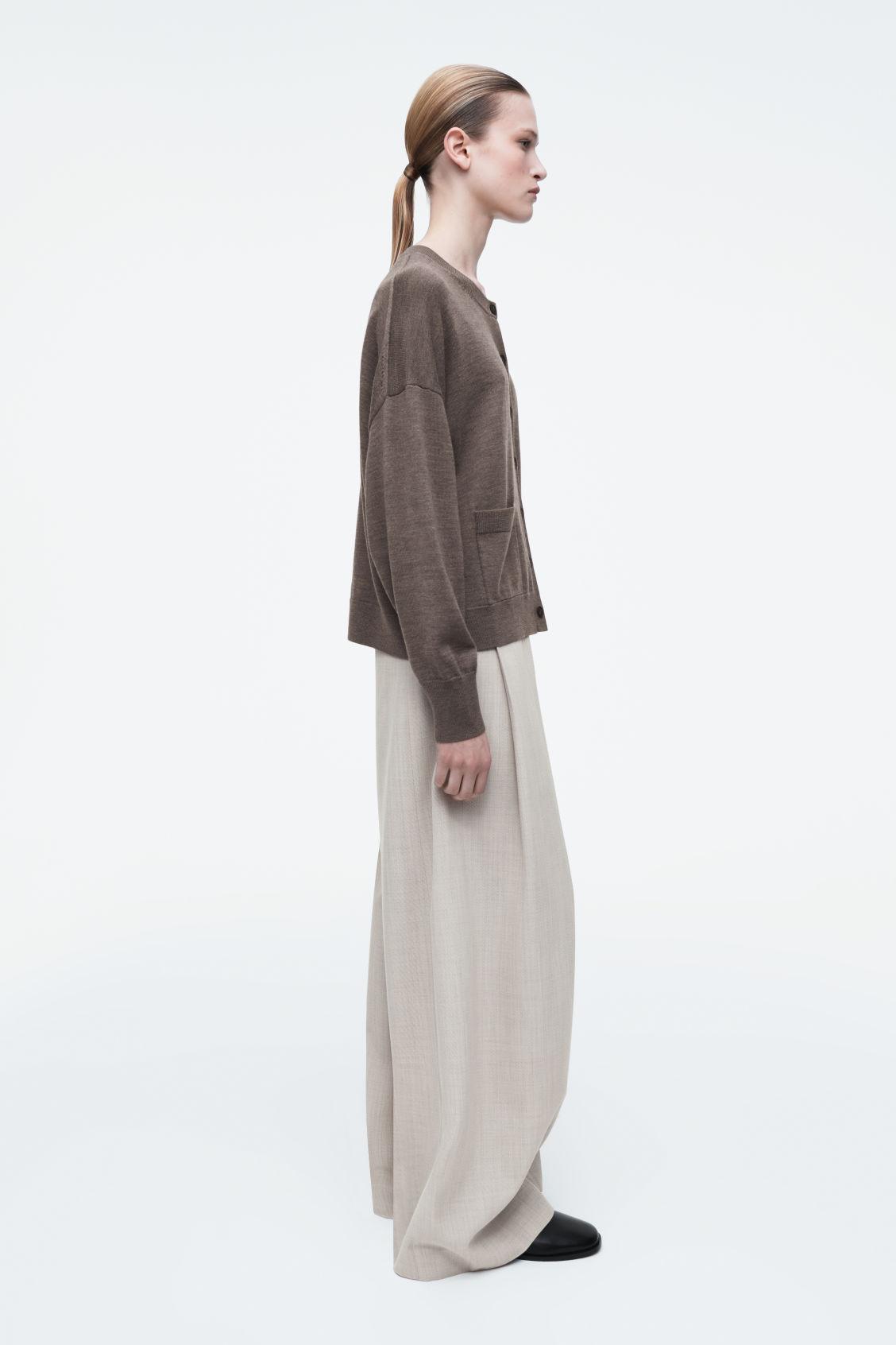 MERINO WOOL CREW-NECK CARDIGAN Product Image