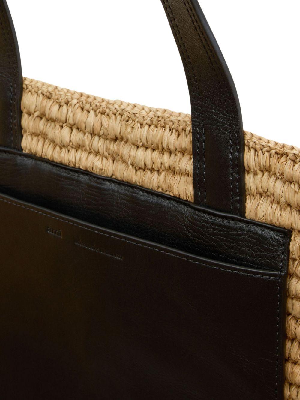 logo-patch raffia tote bag Product Image