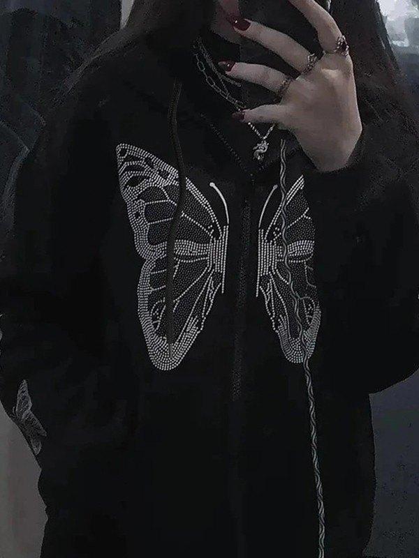 Y2K Butterfly Oversized Zip Up Hoodie Product Image