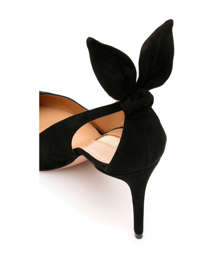 AQUAZZURA Bow Tie 85 Suede Pumps In Black Product Image