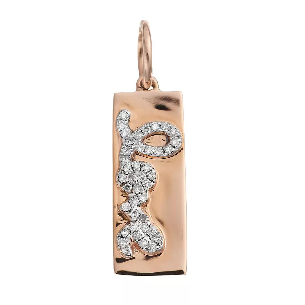 Ava Blue 14k Rose Gold 1/8 Carat T.W. Diamond "Love" Pendant, Women's Product Image