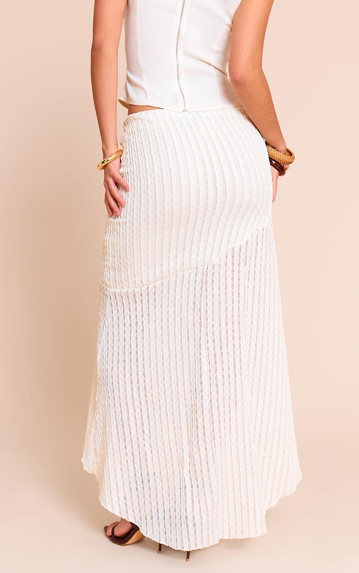 Cream Textured Seam Detail Lace Maxi Skirt Product Image