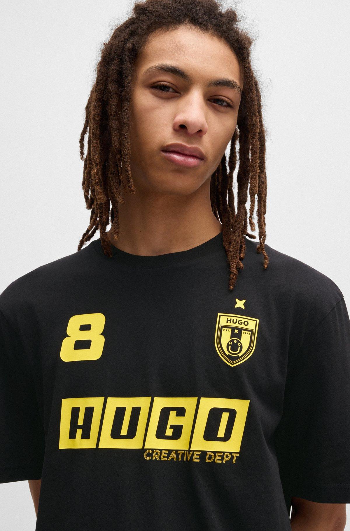 Cotton-jersey T-shirt with football-inspired prints Product Image