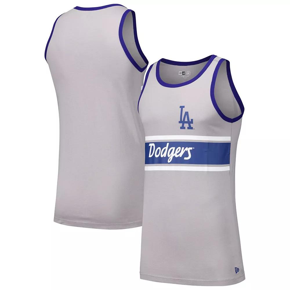 Men's New Era Gray Los Angeles Dodgers Jersey Ringer Tank Top, Size: Medium, Grey Product Image